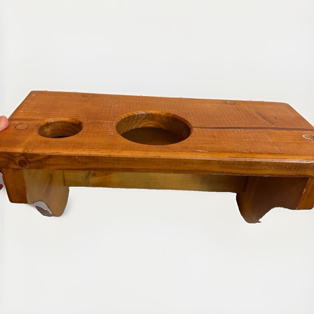 Vintage Wooden Wall Mount Hair Dryer Holder Curling Iron Organizer Heart Decor